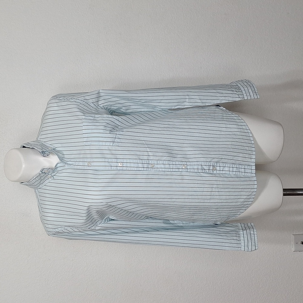 Express New Preppy Classic Blue White Striped Pocket Soft Wash Button Down Top L